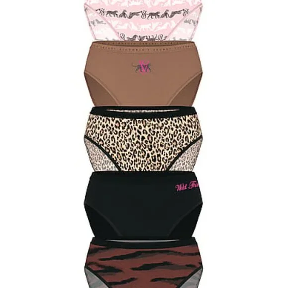 💗NWT! Comfy & Cute Victoria's Secret 5-Pk Stretch Cotton High-Leg Brief Panties - Picture 2 of 6